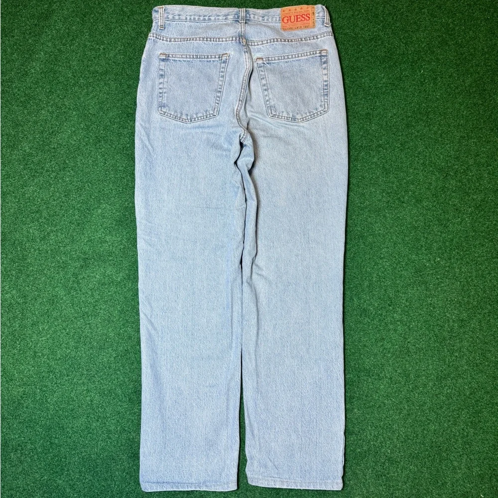 Y2k Guess Denim Light Wash Straight Leg Regular Fit Mens 34x34 Jeans